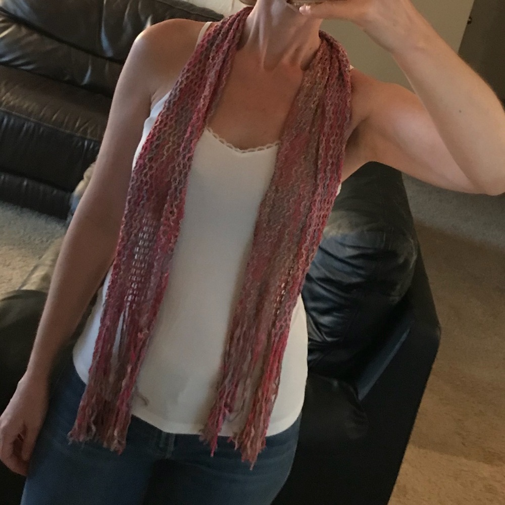 Multicolor fringe trim scarf